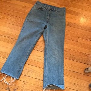 Vintage, high-rise, orange tab Levi’s.